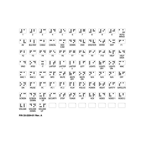 Изображения EXTRON для слепых Braille Button Labels, 33-2254-01