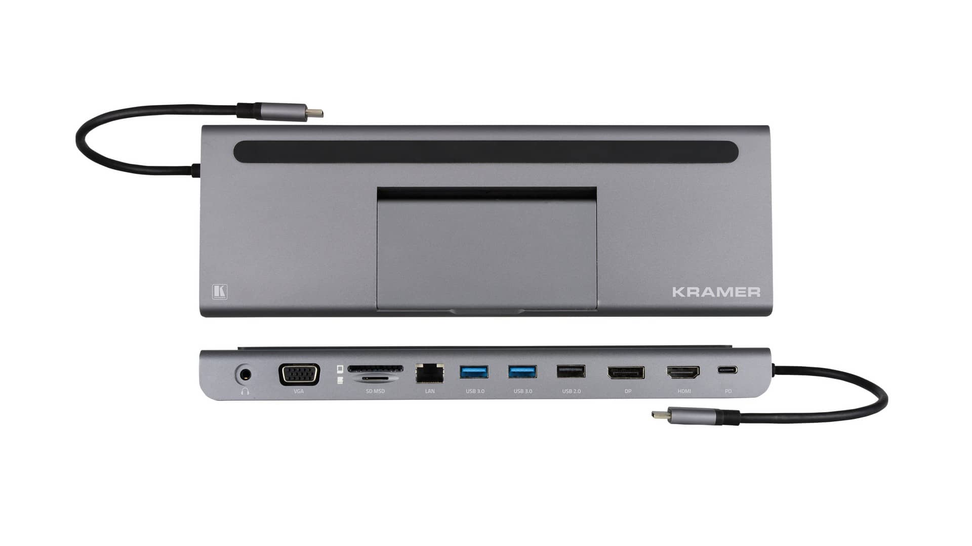 Адаптер USB-C (вилка) - HDMI, DisplayPort, VGA, RJ-45, SD, USB-A, USB-C KRAMER KDock-4