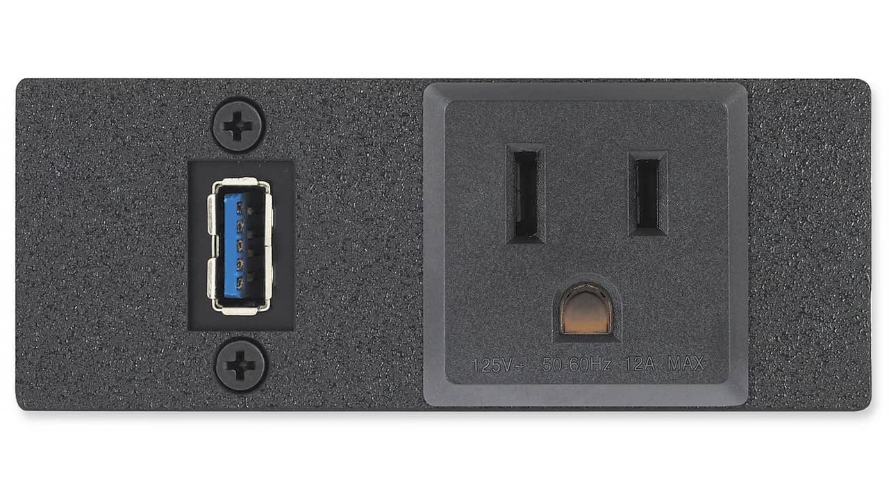 Интерфейс EXTRON AAP. Розетка электрическая US + USB3.2 A, 2-местная, черная, AC USB AAP, 60-1940-02