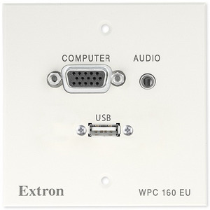 Изображения EXTRON HD15(F)/винт+3.5мм аудио(F)/винт+USB/винт, RAL9010, EXTRON, WPC 160 EU,70-715-01