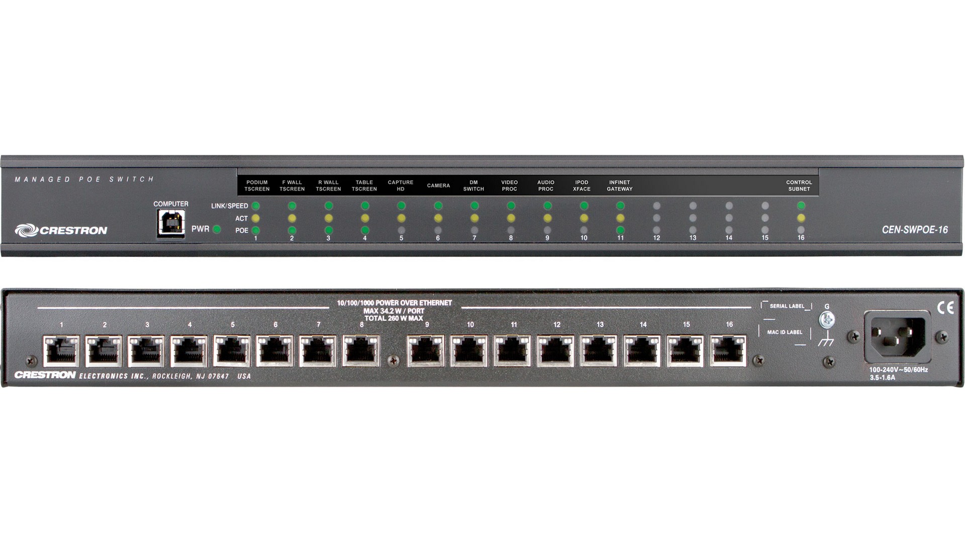 Модуль Ethernet CRESTRON CEN-SWPOE-16