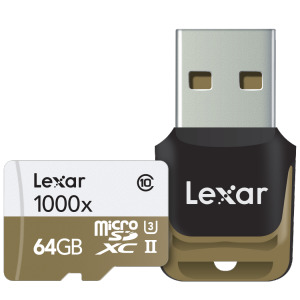 Изображения LEXAR 64GB Professional 1000x microSDXC UHS-II с USB 3.0 Card Reader, LSDMI64GCBNL1000