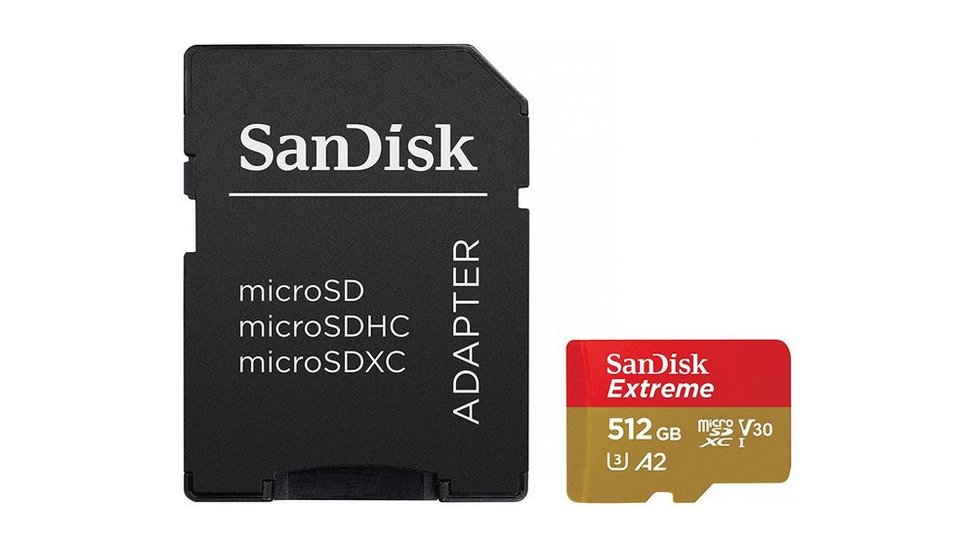 Изображения SANDISK 512GB Extreme microSDXC A2 C10 V30 + SD Adapter, SDSQXA1-512G-GN6MA