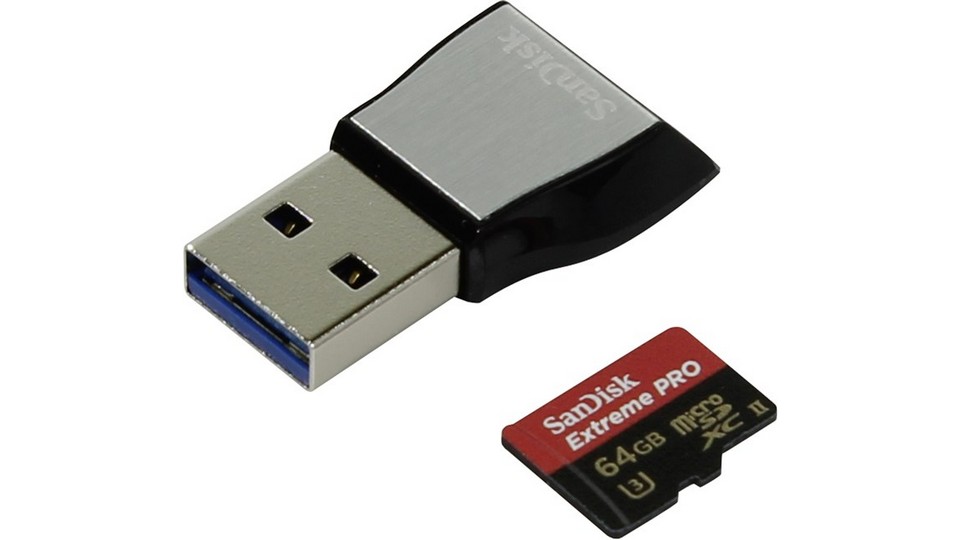 Изображения SANDISK 64GB Extreme Pro microSDXC UHS-II U3 + USB 3.0 Reader, SDSQXPJ-064G-GN6M3
